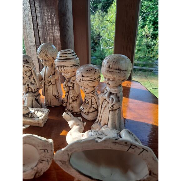 Vintage Ceramic White 13 Piece Nativity Set 1980 Duncan Enterprises Christmas - Picture 9 of 10